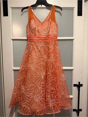 Anthropologie Moulinette Soeurs Calendula Dress Size 2 Coral Floral Fit & Flare